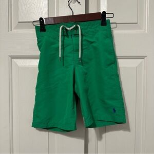 Polo Ralph Lauren Boys Green Swim Trunks S(8) Small Pony Logo Mesh Lined Pockets